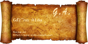 Güns Alda névjegykártya